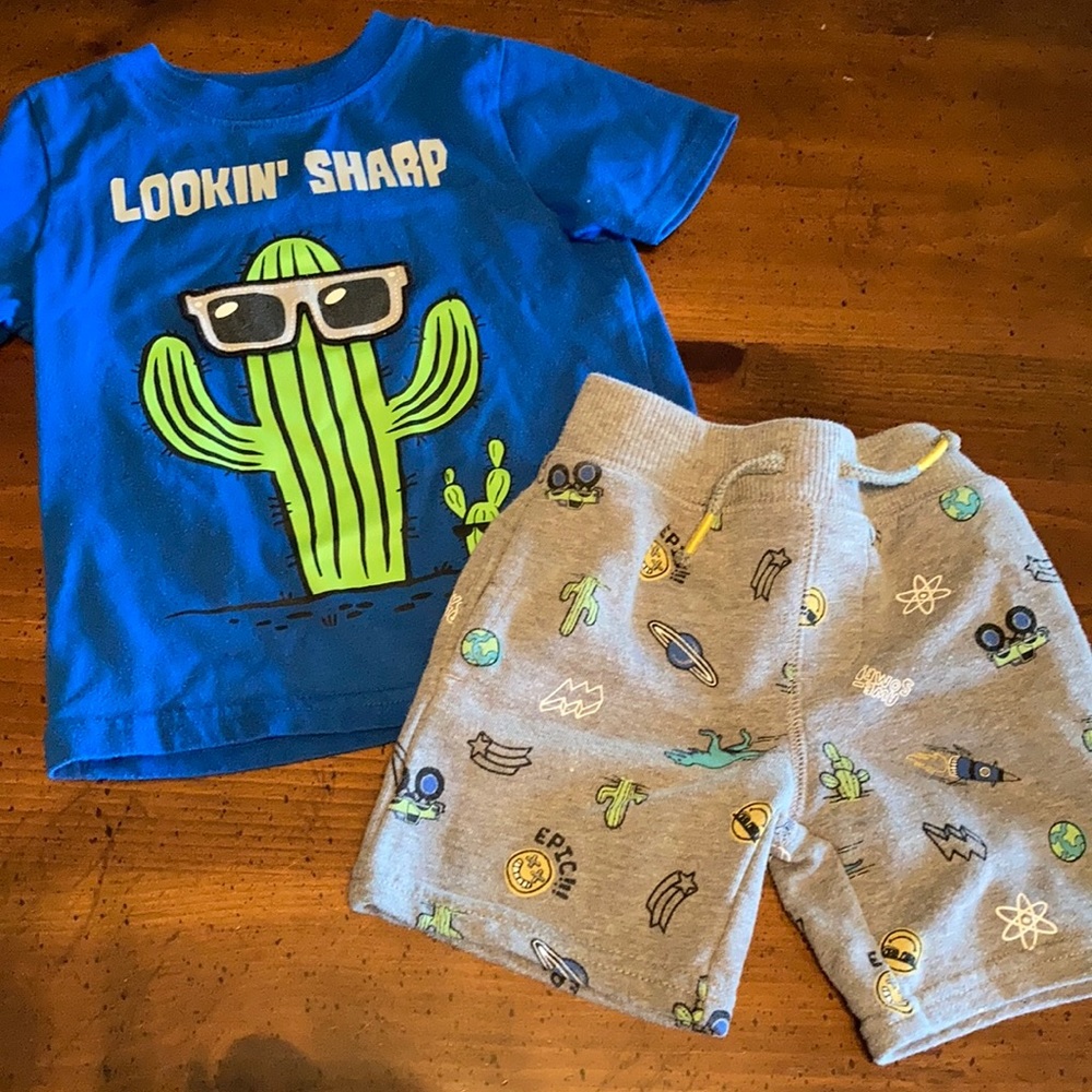 2t short and shirt cactus set
